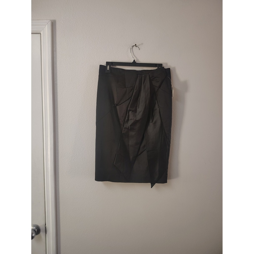 Stein Mart Black Satin Knot Front Pencil‎ Skirt Size 8 NWT STDD1517 Cocktail